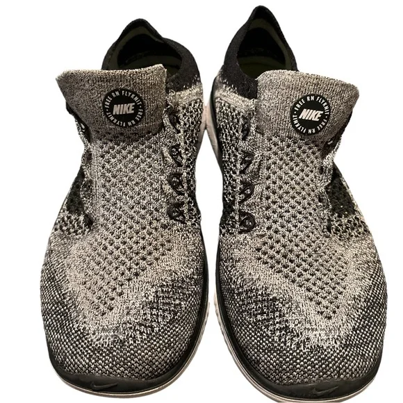 Nike Free RN Flyknit / Men's Size 7 Running Shoes Black Gray Oreo - Picture 3 of 7